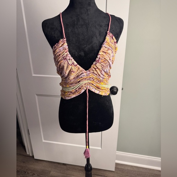 Free People Cocktail Queen Tank Lavender Ruched Cami boho - Picture 2 of 7